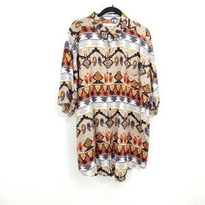 Vintage MAXX FM Tribal Print Button Down Shirt size Large
